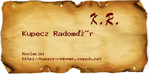 Kupecz Radomér névjegykártya